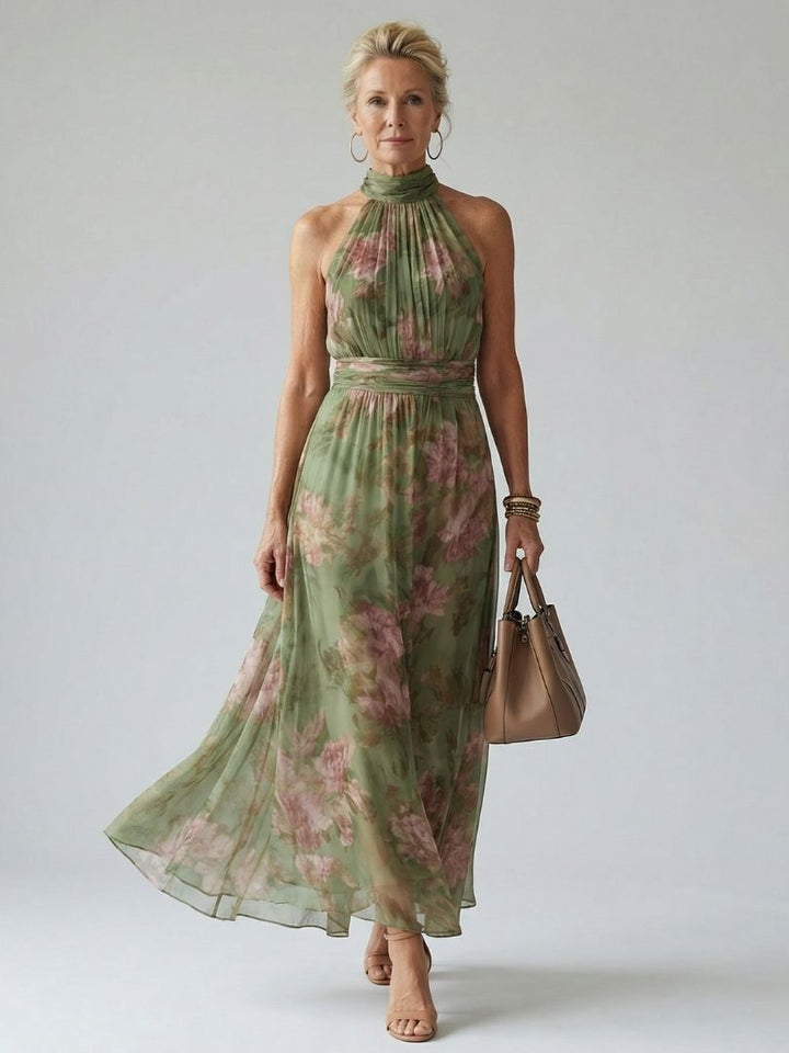 Mirelle | Vestito Midi con Scollo a Halter Arricciato