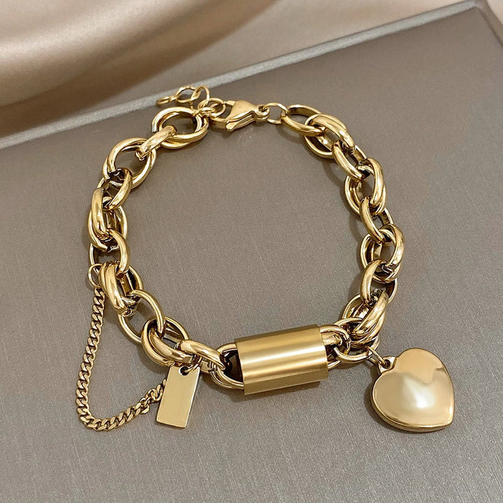 Guadalupe - Bracciale con Ciondolo a Cuore Dorato