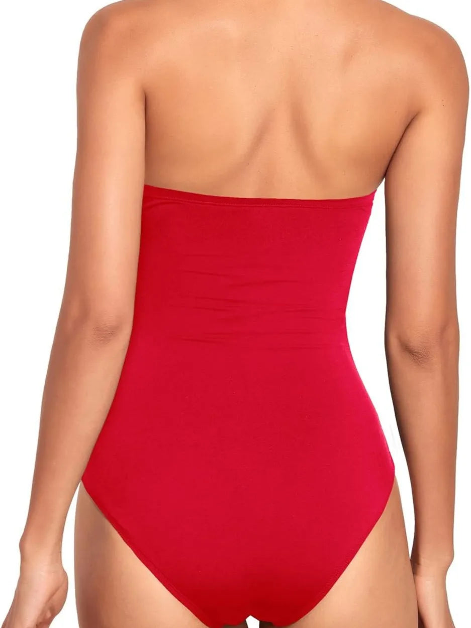 Costume da Bagno Intero con Controllo della Pancia a Bandeau