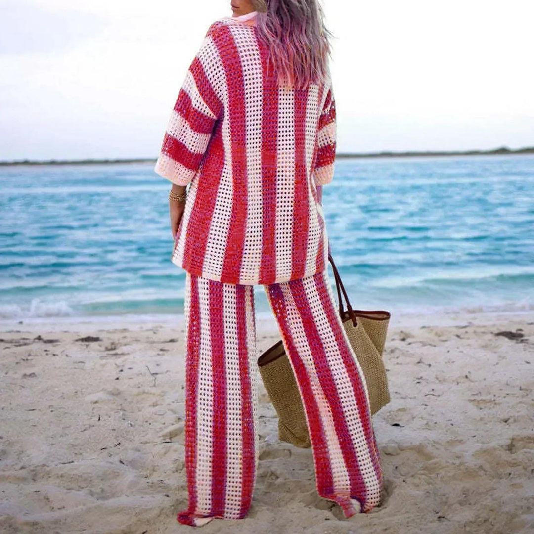 Zenaida™ | Set Crochet Strisce Kimono e Pantaloni