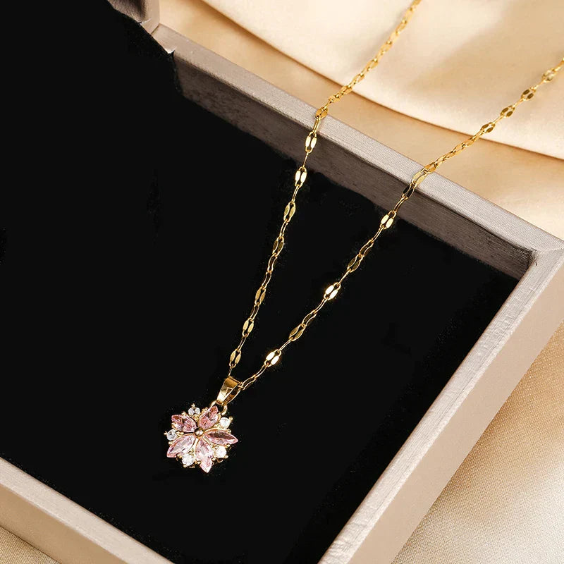 Collana Sakura Rose Romantique in Acciaio Inossidabile