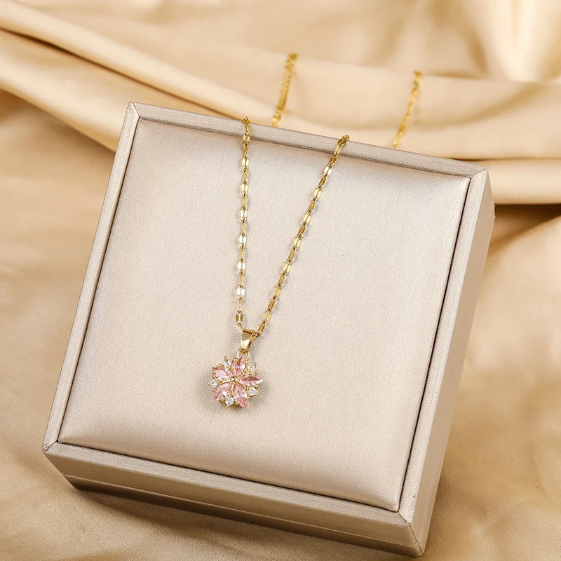 Collana Sakura Rose Romantique in Acciaio Inossidabile
