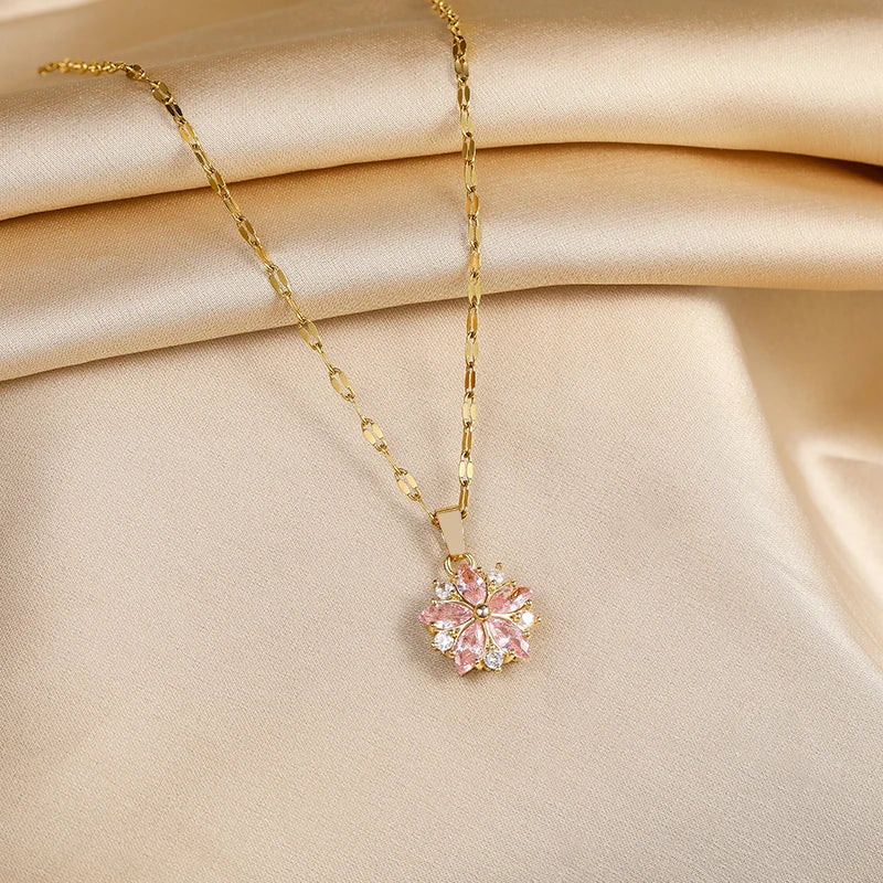 Collana Sakura Rose Romantique in Acciaio Inossidabile