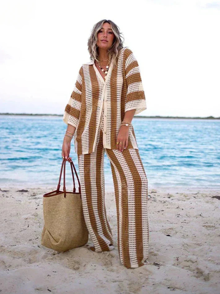 Zenaida™ | Set Crochet Strisce Kimono e Pantaloni