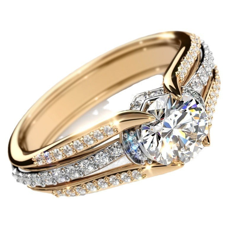 Anello vintage in cristallo – Oro, Argento, Oro rosa