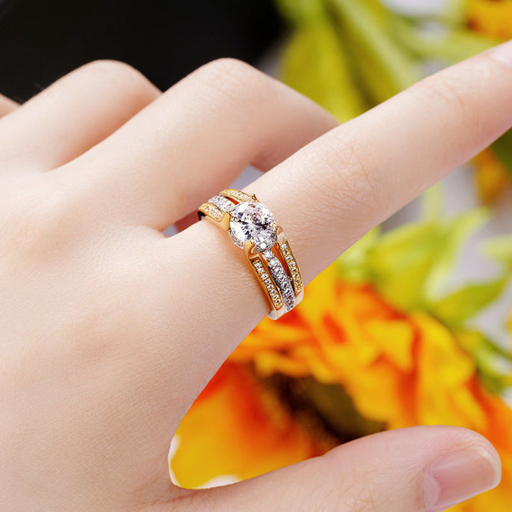 Anello vintage in cristallo – Oro, Argento, Oro rosa