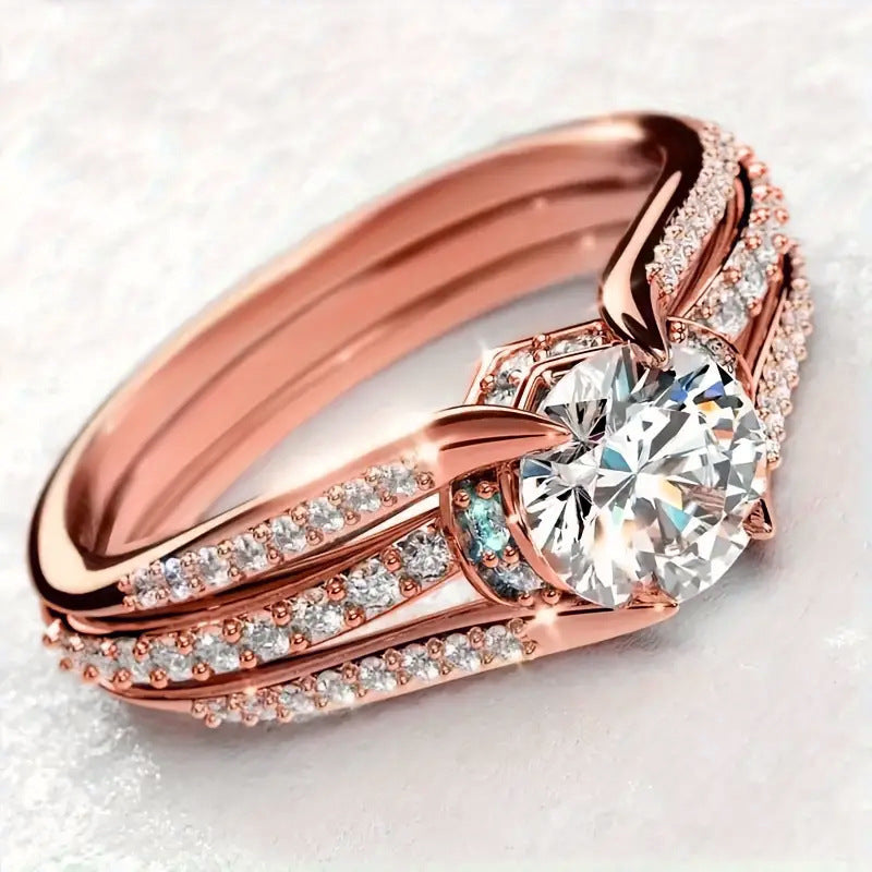 Anello vintage in cristallo – Oro, Argento, Oro rosa