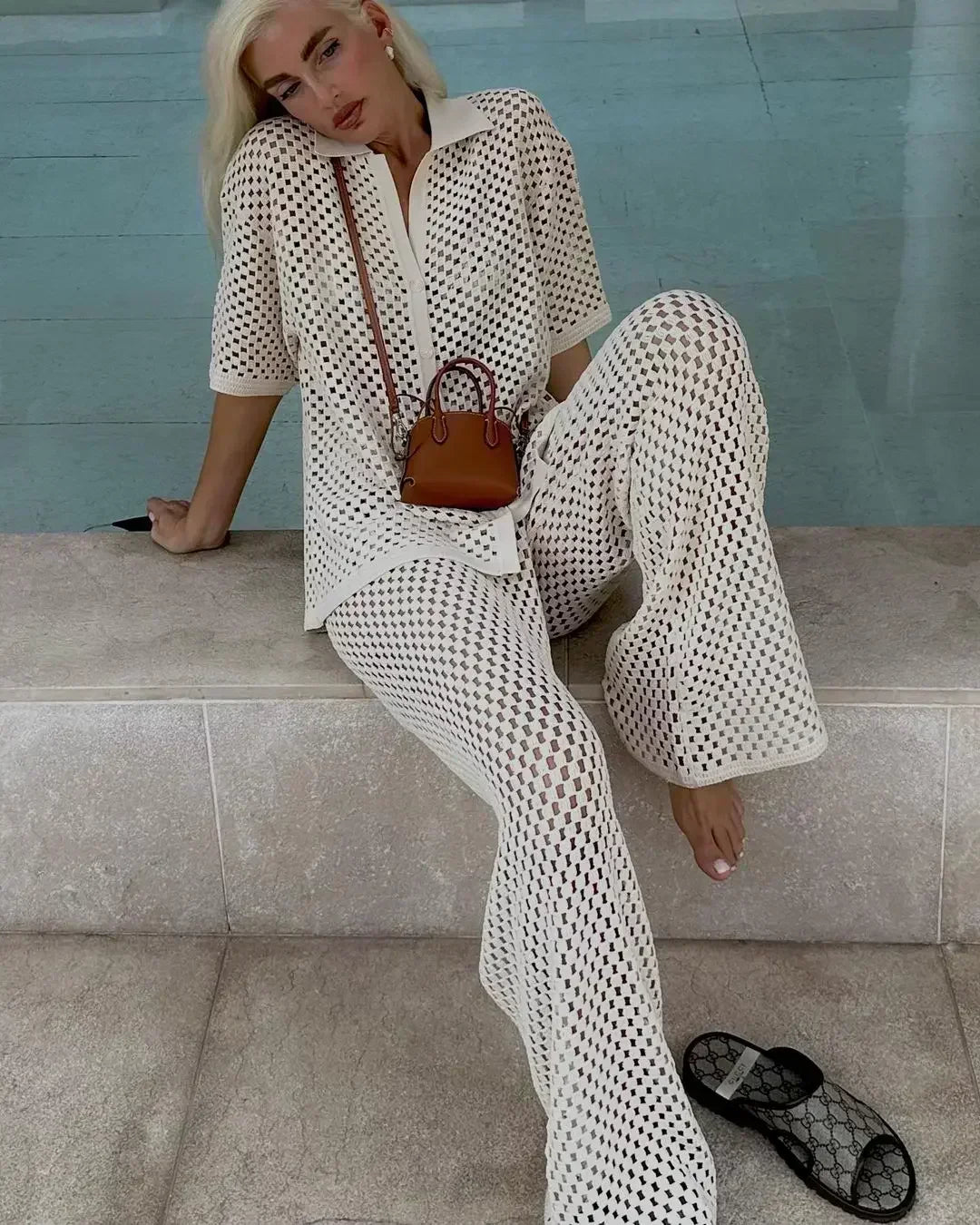 Zenaida™ | Set Crochet Strisce Kimono e Pantaloni
