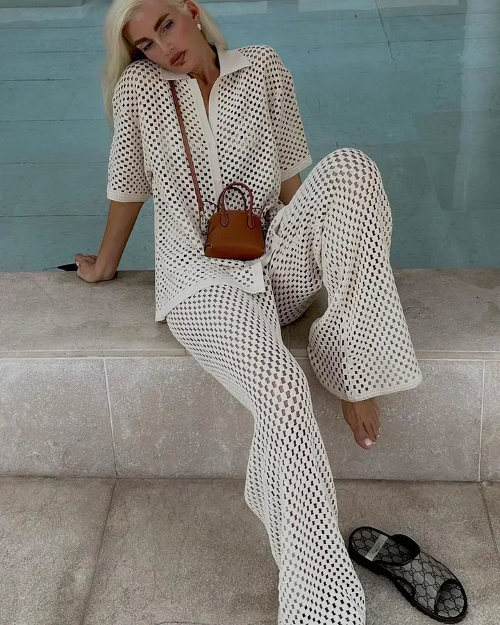Zenaida™ | Set Crochet Strisce Kimono e Pantaloni