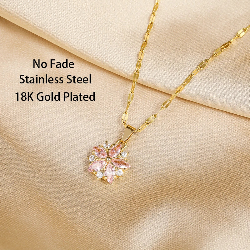 Collana Sakura Rose Romantique in Acciaio Inossidabile