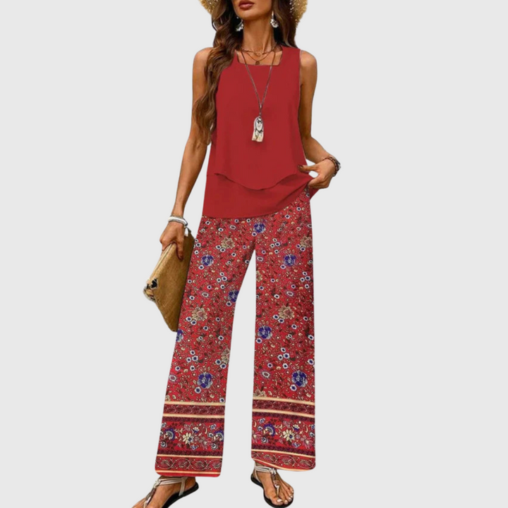 Ovelynra™ | Top senza maniche e pantaloni a gamba larga