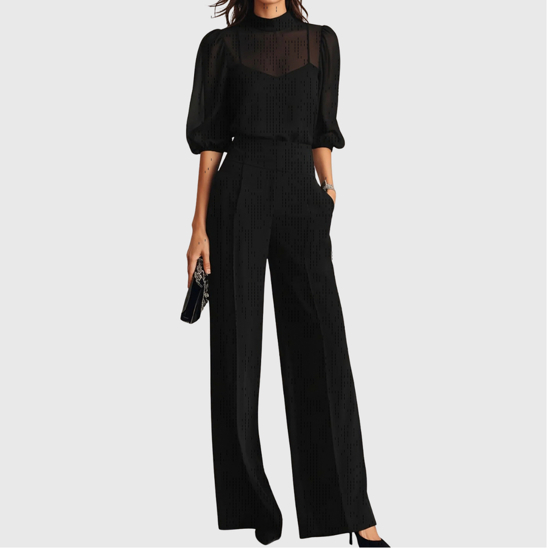 Elodie | Set di tre pezzi composto da un top e un pantalone a gamba larga