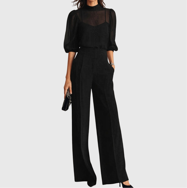 Elodie | Set di tre pezzi composto da un top e un pantalone a gamba larga