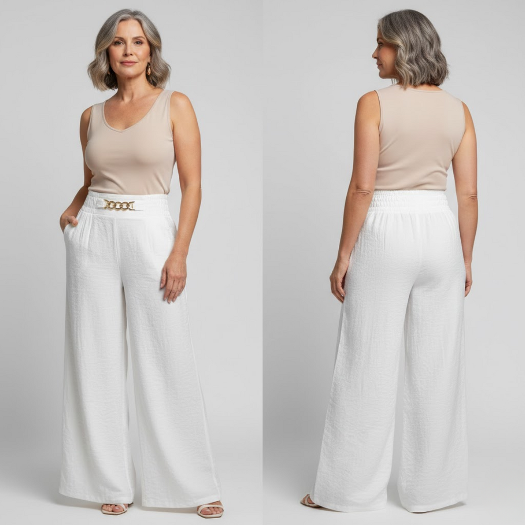 Évelyne™ — Pantaloni larghi a vita alta modellanti
