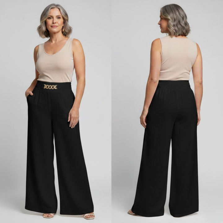 Évelyne™ — Pantaloni larghi a vita alta modellanti