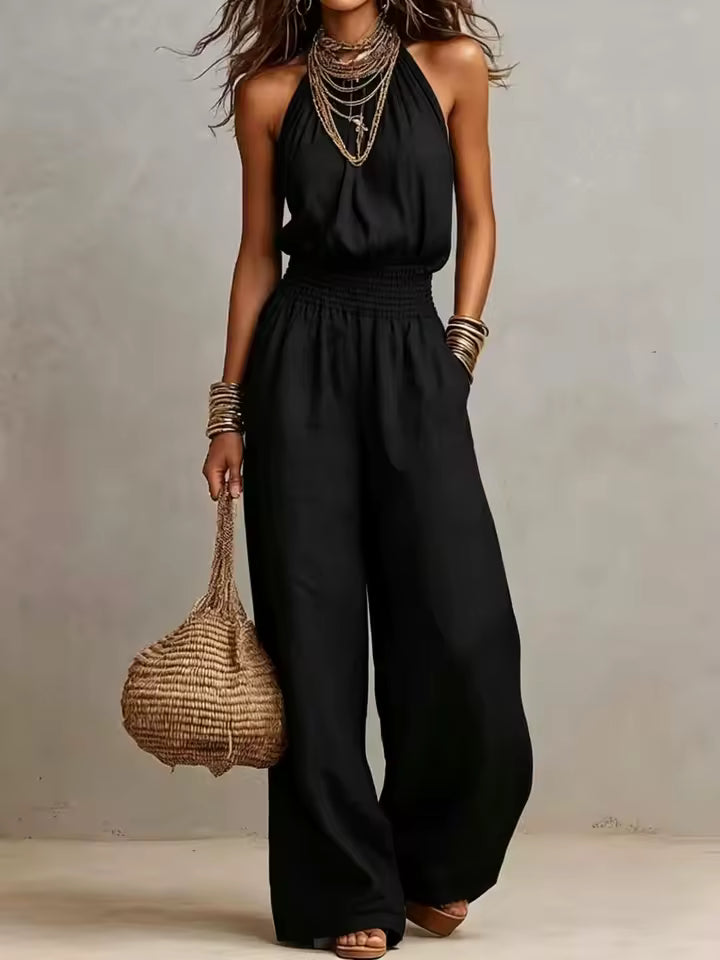 VALERIA | Tuta con Scollo Halter e Gamba Larga
