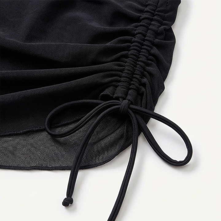 Marella™ – Set Bikini a Vita Alta in Rete con Gonna Arricciata