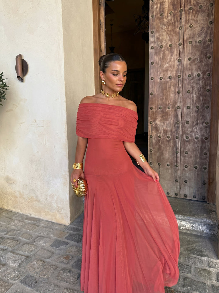 Irene / Vestito elegante senza spalline in rete