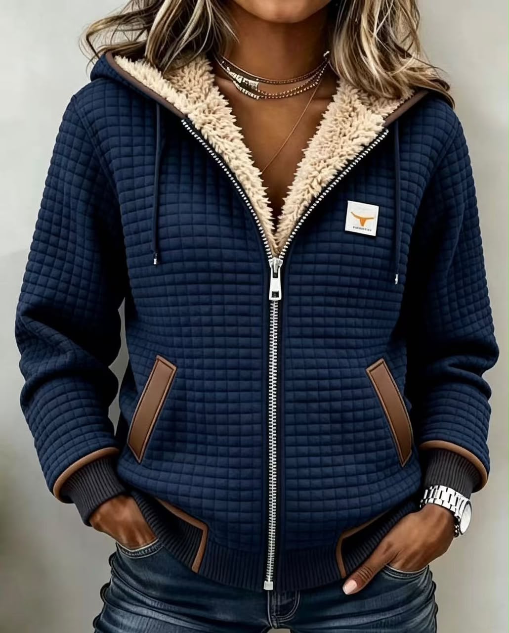 Bella | Giacca con cappuccio imbottita in sherpa