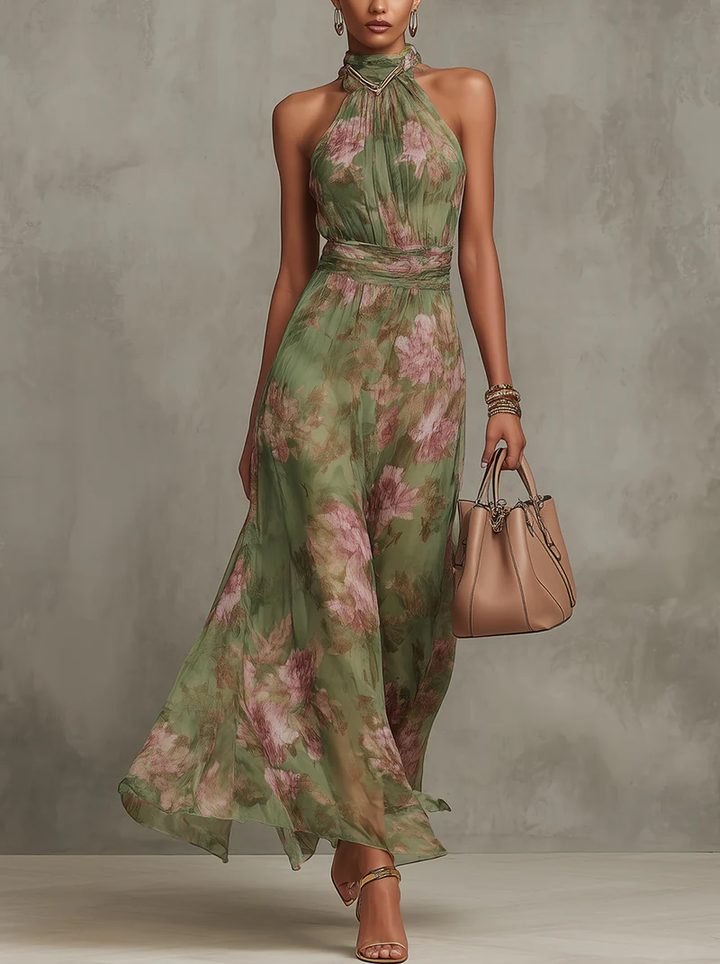 Livia | Vestito Maxi Halter Floreale