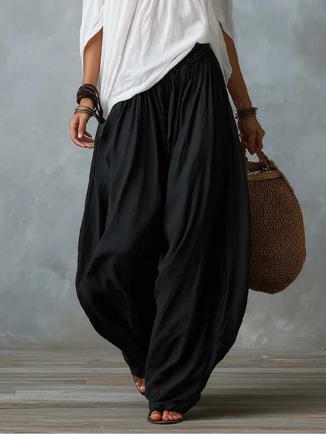 Top Bianco Off-the-shoulder e Set di Pantaloni a Lanternina Comodi