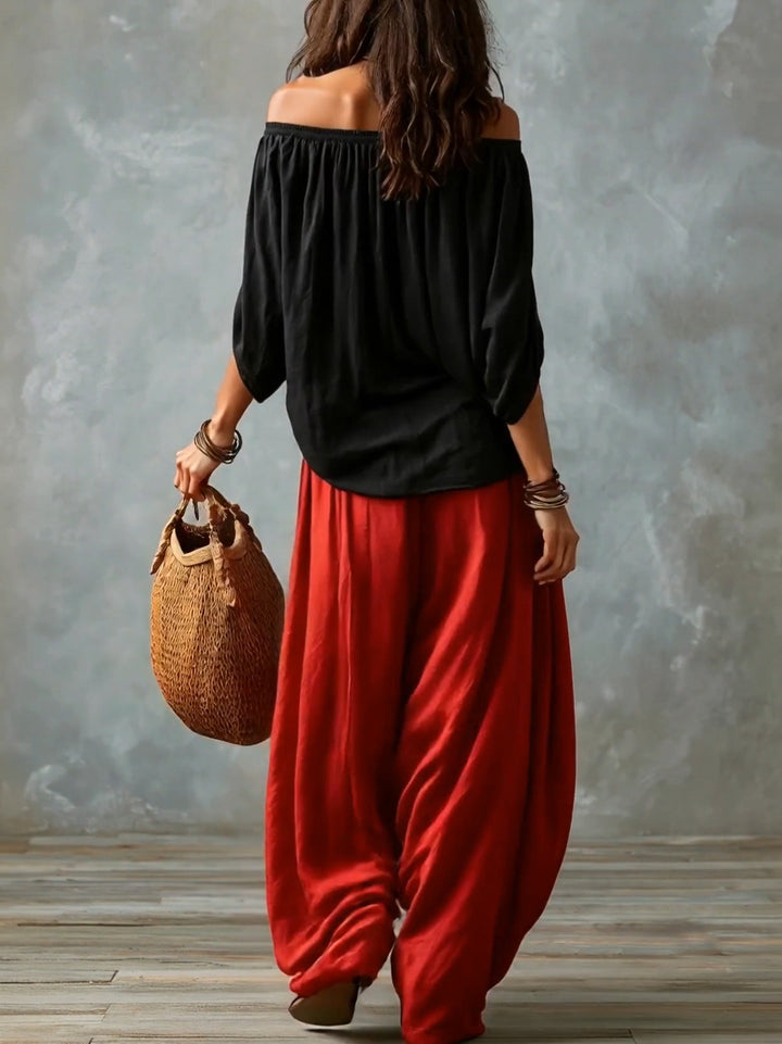 Top Off-Shoulder Ensemble & Pantaloni Lantern