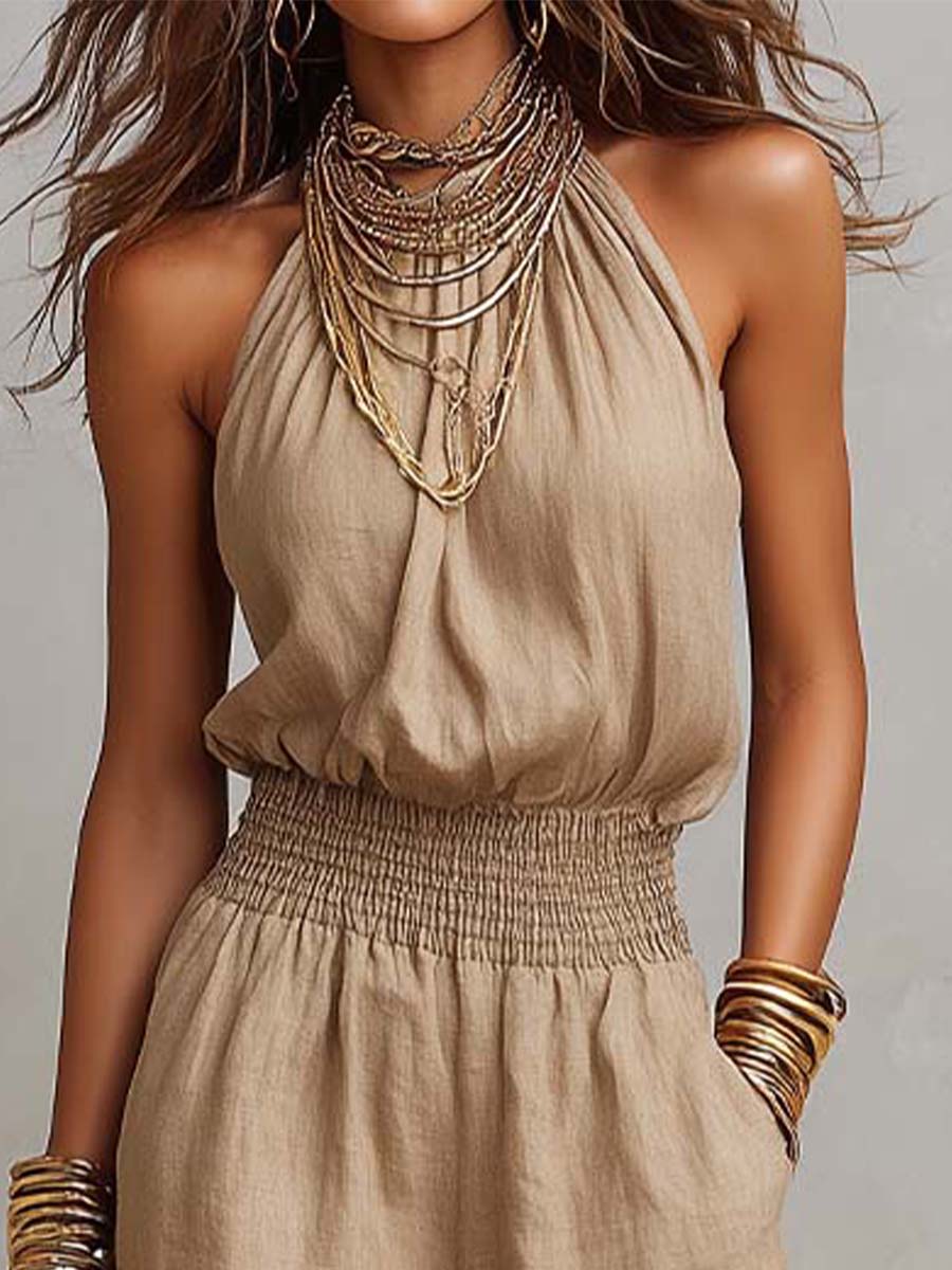 VALERIA | Tuta con Scollo Halter e Gamba Larga