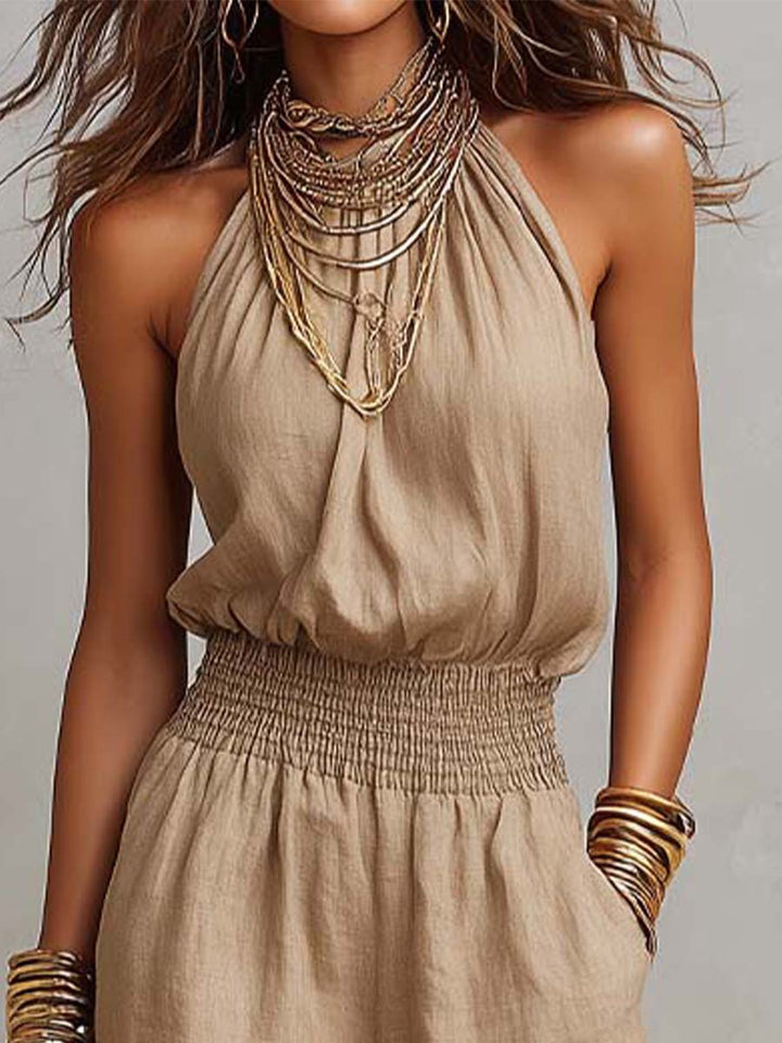 VALERIA | Tuta con Scollo Halter e Gamba Larga
