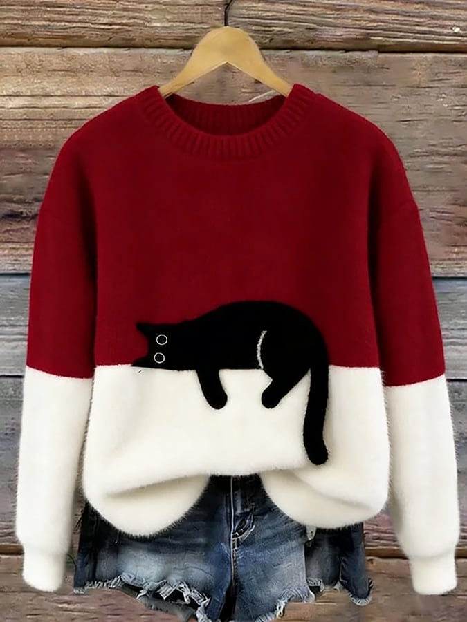 Aileen™ | Maglione Oversized con Stampa di Gatti Elegante