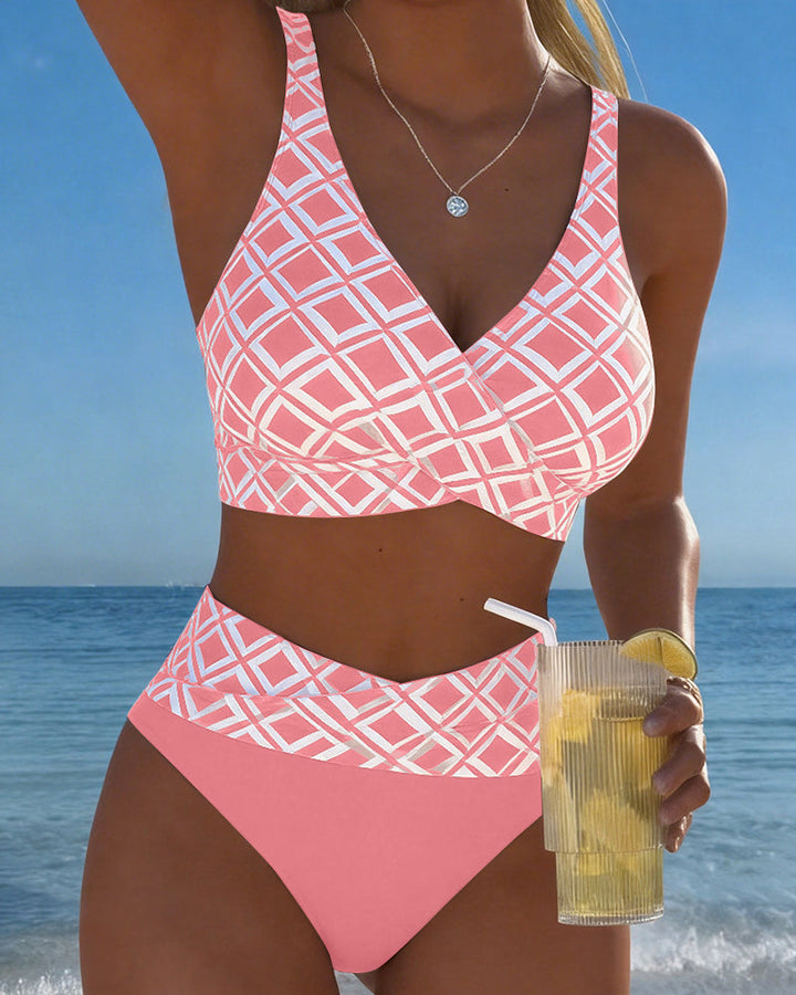 NEUS™ | Costume da Bagno a Due Pezzi Stile Reggiseno con Motivo a Diamante