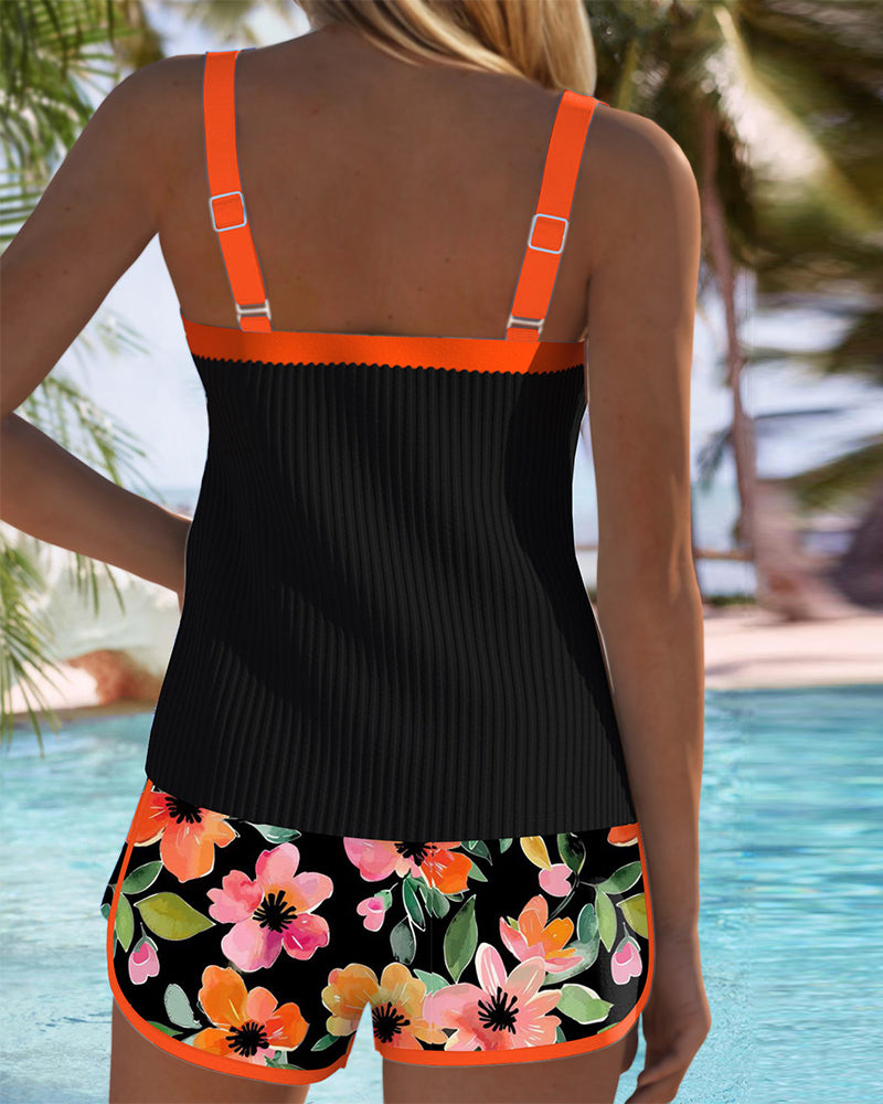 Federica - Set di Tankini con Pantaloni Corti a Costine