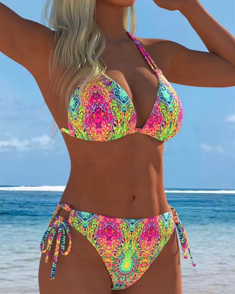 Bikini Colorato Halter Stampa