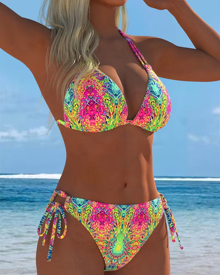 Bikini Colorato Halter Stampa