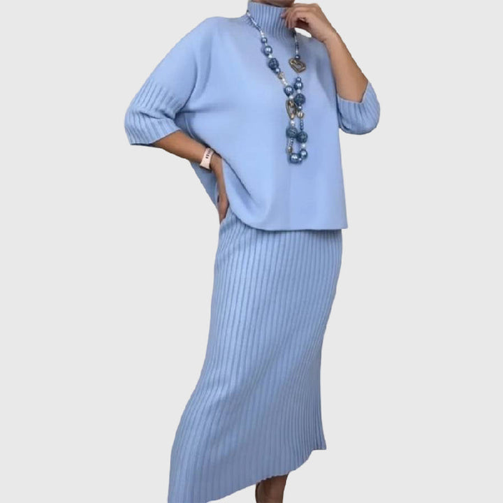 Debora | Completo in maglia con gonna midi a coste