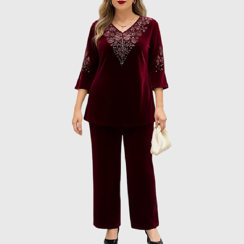 Elvire - Completo elegante in velluto a due pezzi