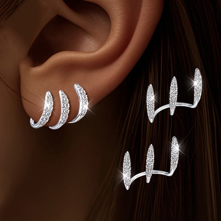 Orecchini Eleganti con Strass a Tre Grip