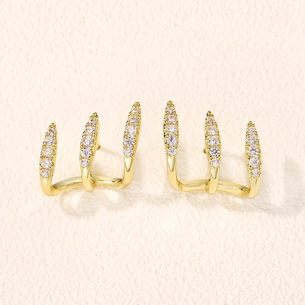 Orecchini Eleganti con Strass a Tre Grip