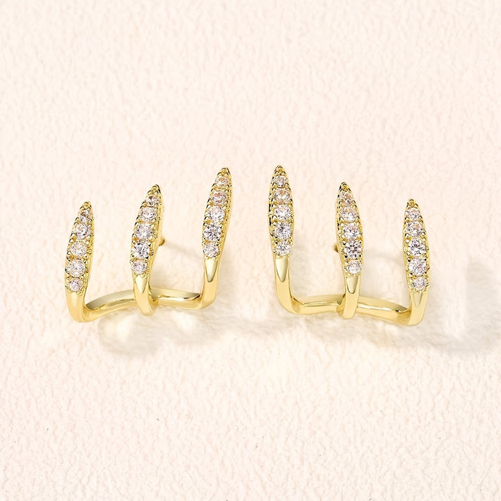 Orecchini Eleganti con Strass a Tre Grip