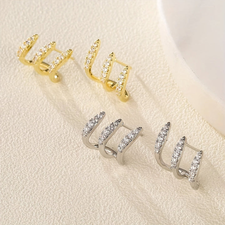 Orecchini Eleganti con Strass a Tre Grip
