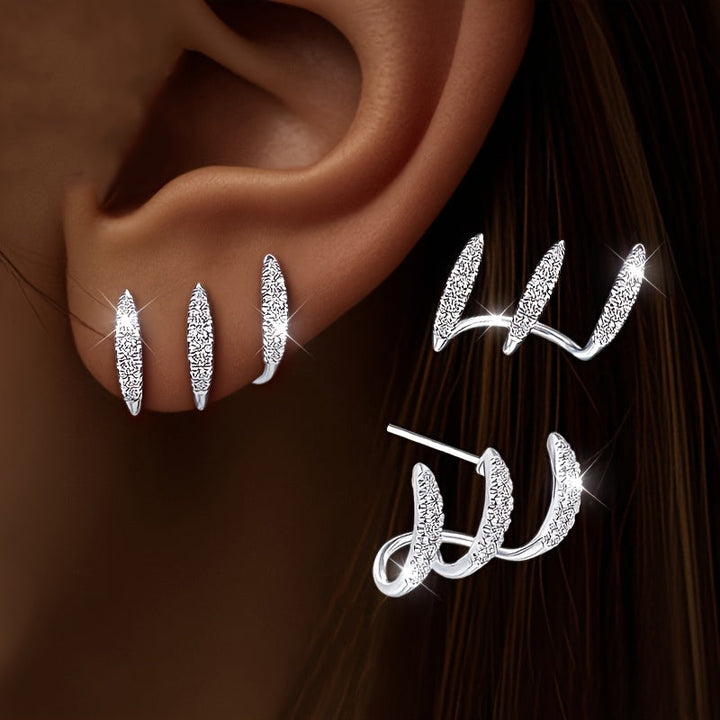 Orecchini Eleganti con Strass a Tre Grip