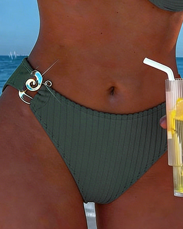 Bikini Verticale Pattern con Fibbia Metallica Divisa