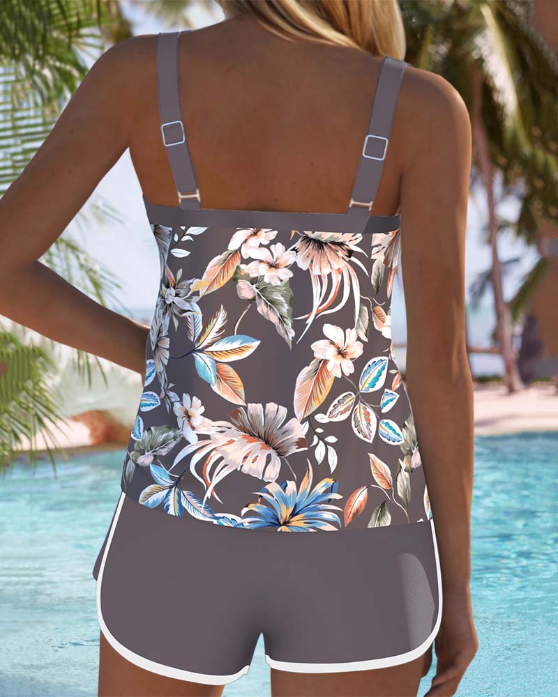 Imke | Top Tankini Stampato Senza Maniche a U