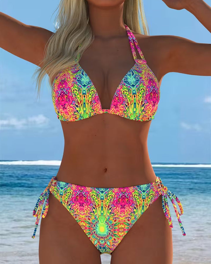 Bikini Colorato Halter Stampa