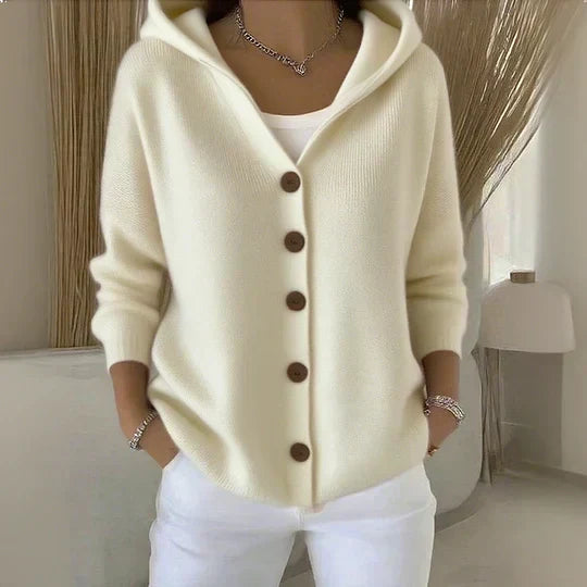 Darienne™ | Cardigan in Maglia con Cappuccio e Bottoni