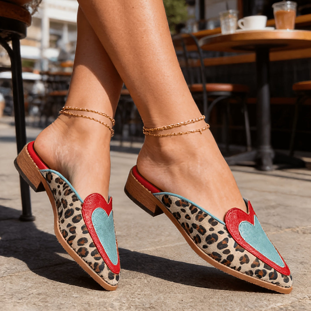Perla | Mules senza schienale con stampa leopardata