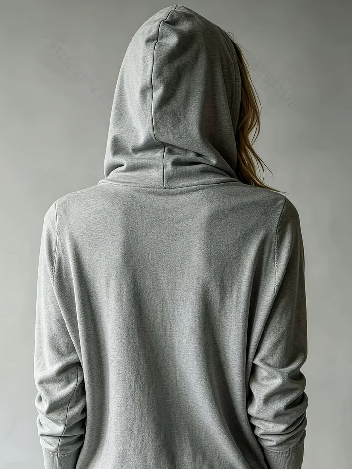 Federica | Cardigan Grigio con Cappuccio e Chiusura a Bottoni