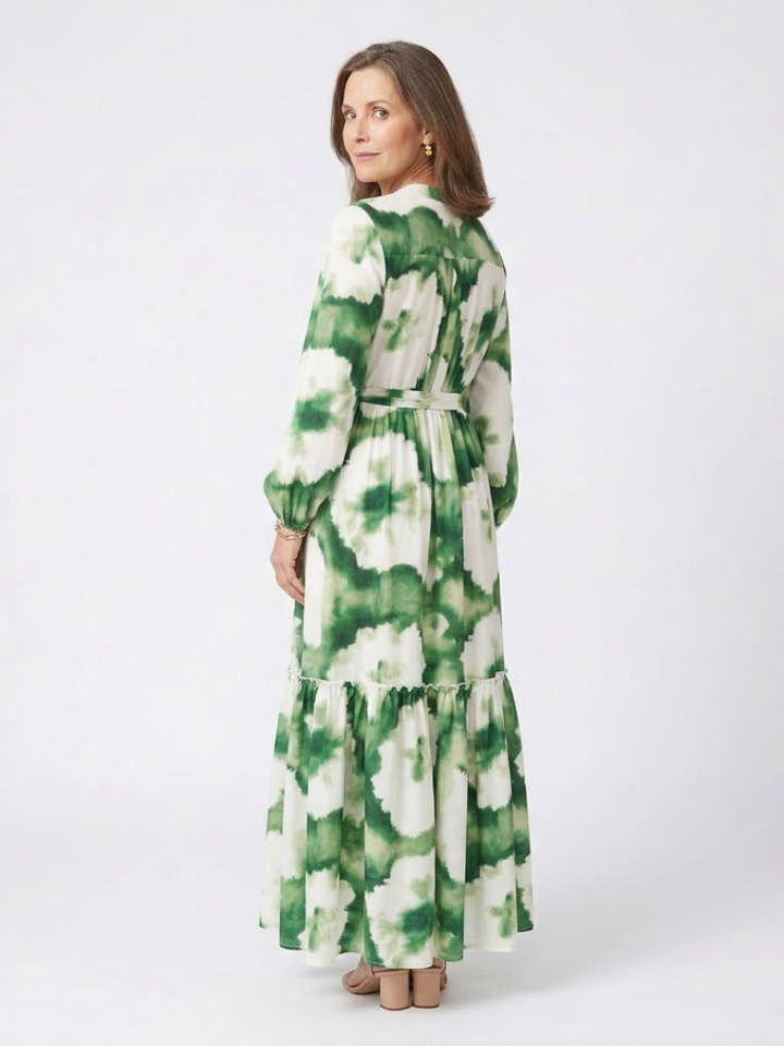Sabine | Abito maxi a maniche lunghe con nodo in vita