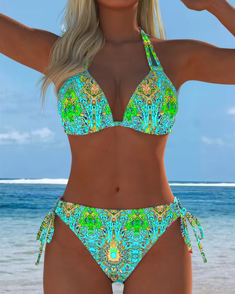 Bikini Colorato Halter Stampa
