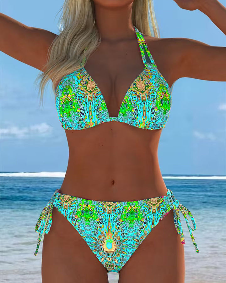 Bikini Colorato Halter Stampa