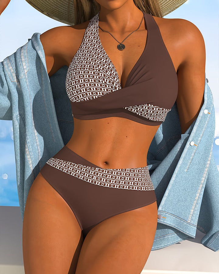 GEMMA™ | Bikini Halter a Strisce Colorate
